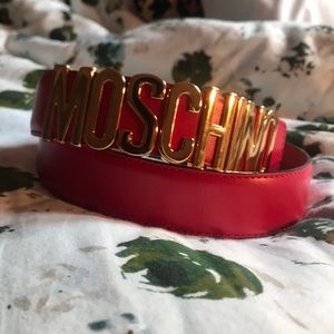 Moschino Large Red Logo Belt